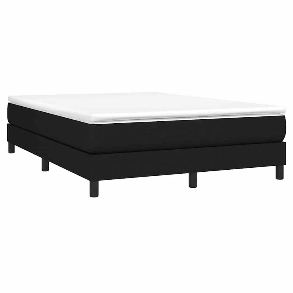 Box Spring Bed Frame Queen Size Black Fabric Bedroom Furniture