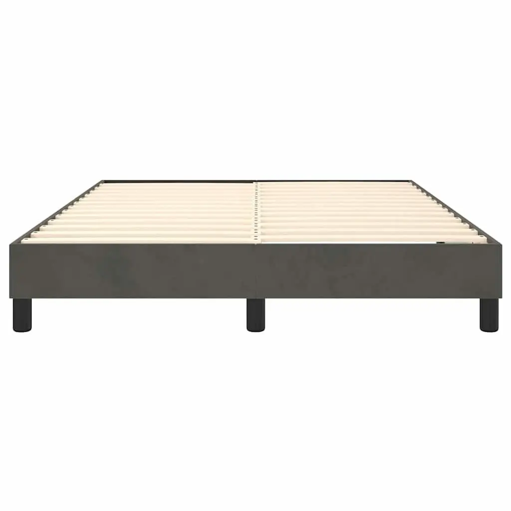 Box Spring Bed Frame Queen Size Grey Velvet Upholstered