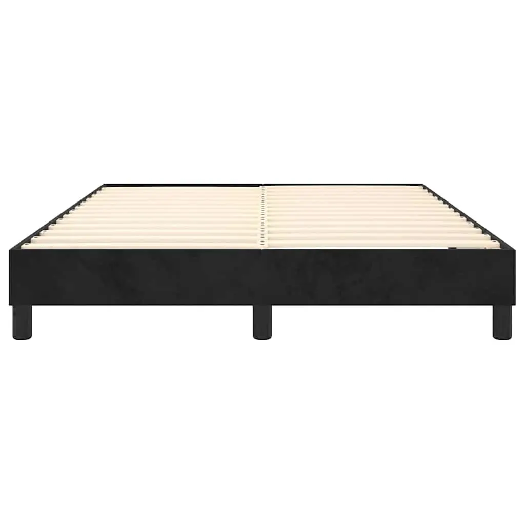 Queen Box Spring Bed Frame Black Velvet Upholstered Platform Bedroom Furniture