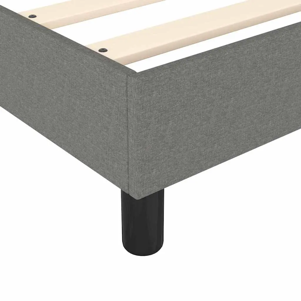 Box Spring Bed Frame Dark Grey Fabric Bedroom Bed with Plywood Slats