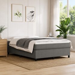 Reliable Grey Fabric Bed Frame with Box Spring Design