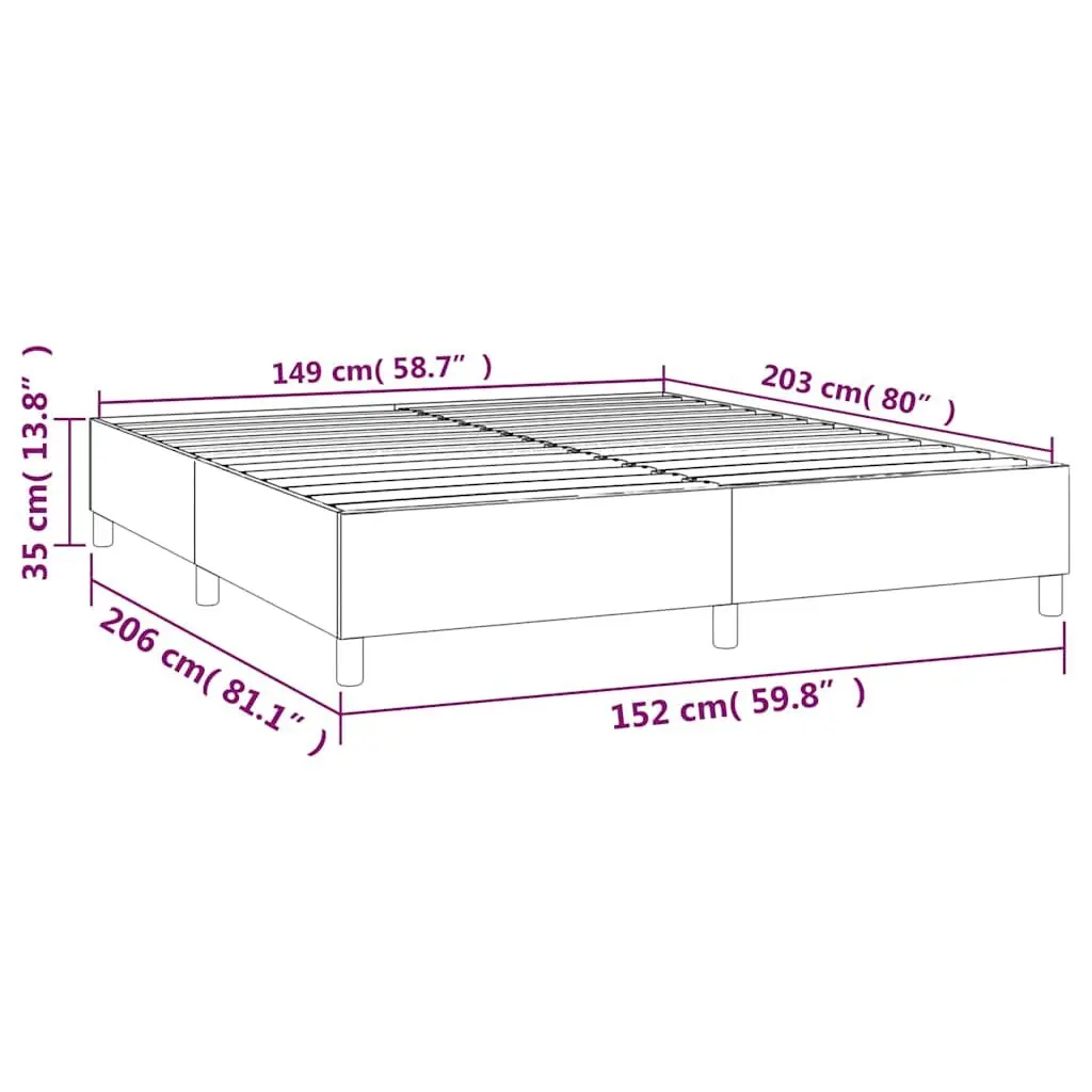 Box Spring Bed Frame Queen Size Grey Fabric Bedroom Furniture with Plywood Slats