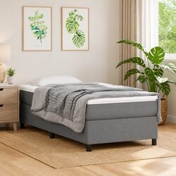 Warm and Reliable Grey Box Spring Bed Frame