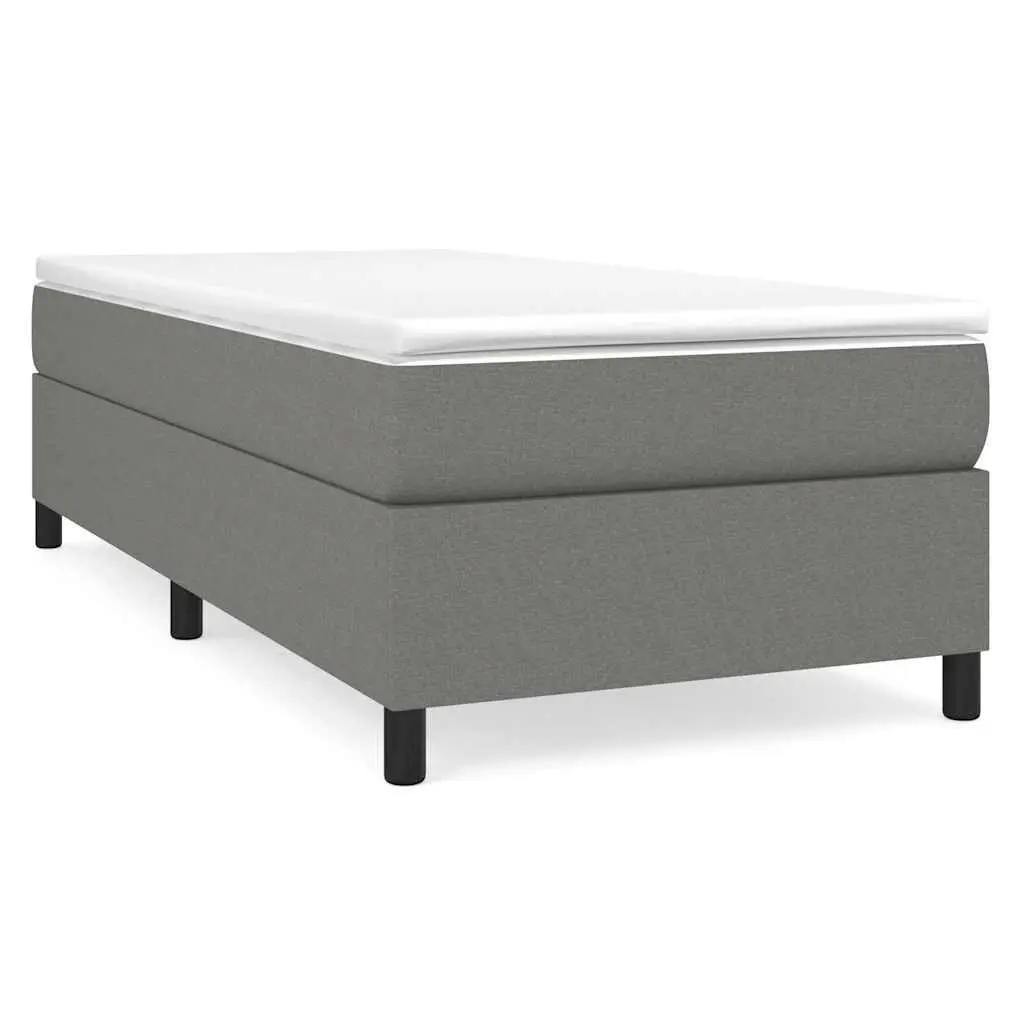 Box Spring Bed Frame King Single Grey Fabric Durable Supportive Legs Plywood