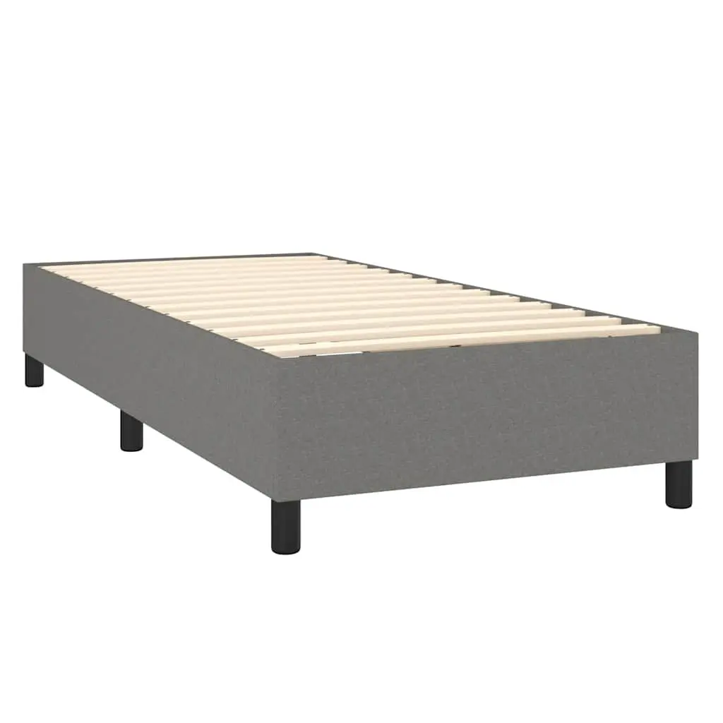 Box Spring Bed Frame King Single Grey Fabric Durable Supportive Legs Plywood