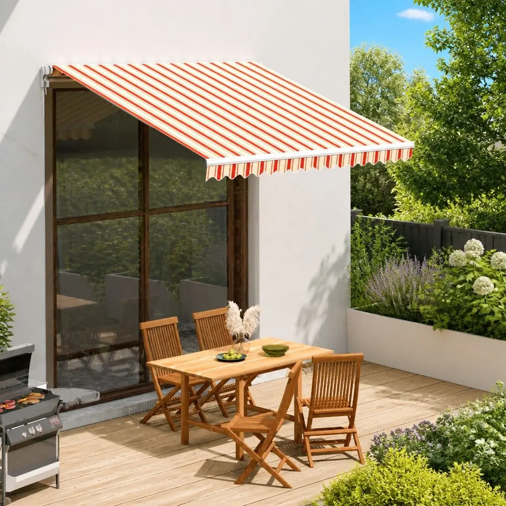 Awning Replacement Fabric Yellow Orange 3x2.5m Outdoor Patio Garden Sunshade Top