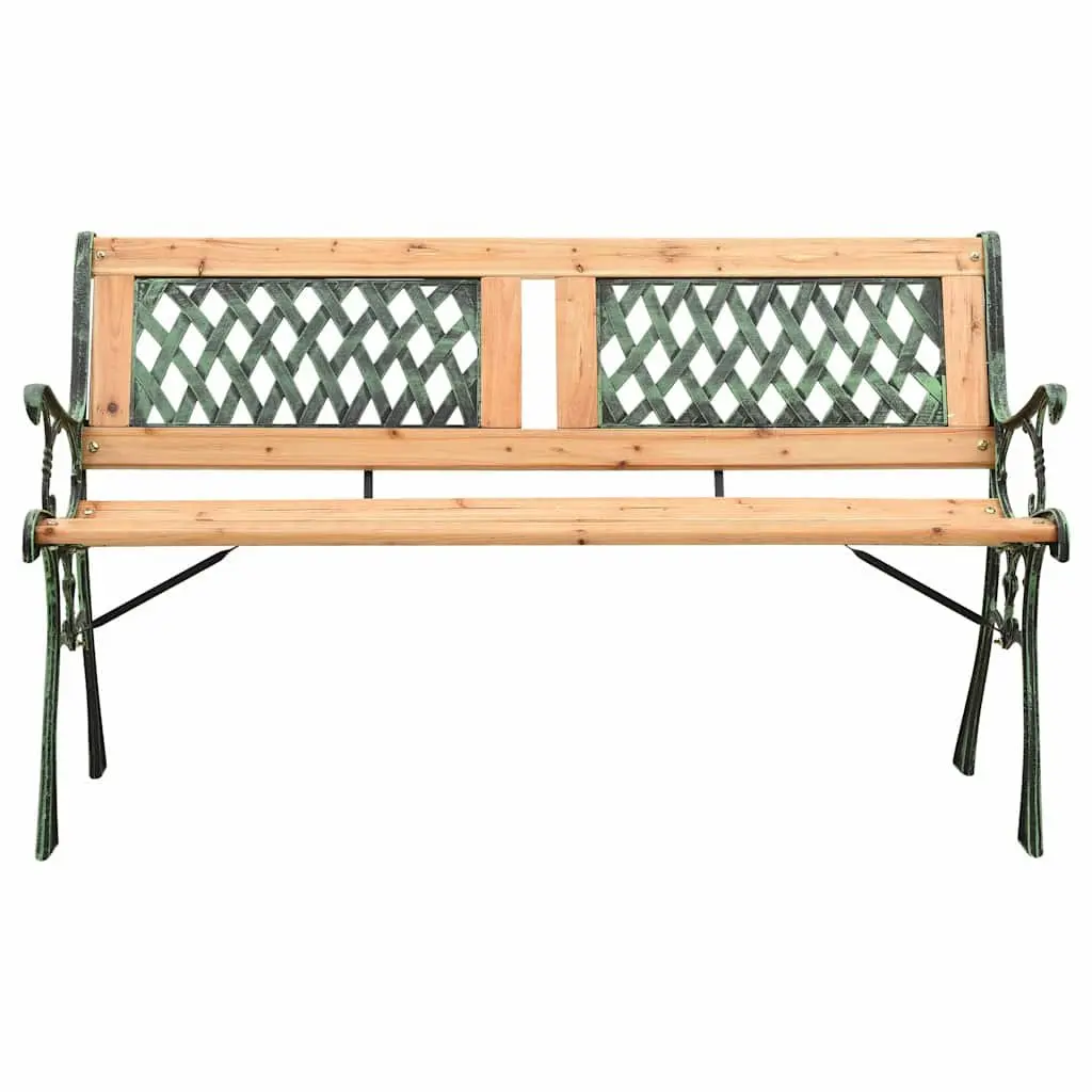 Garden Bench Outdoor Seating 122cm Green Solid Wood Cast Iron Legs
