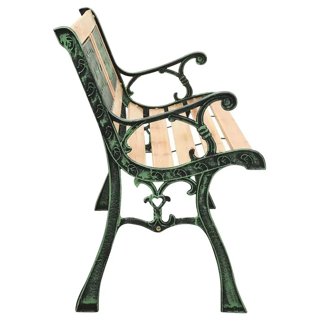 Garden Bench Outdoor Seating 122cm Green Solid Wood Cast Iron Legs