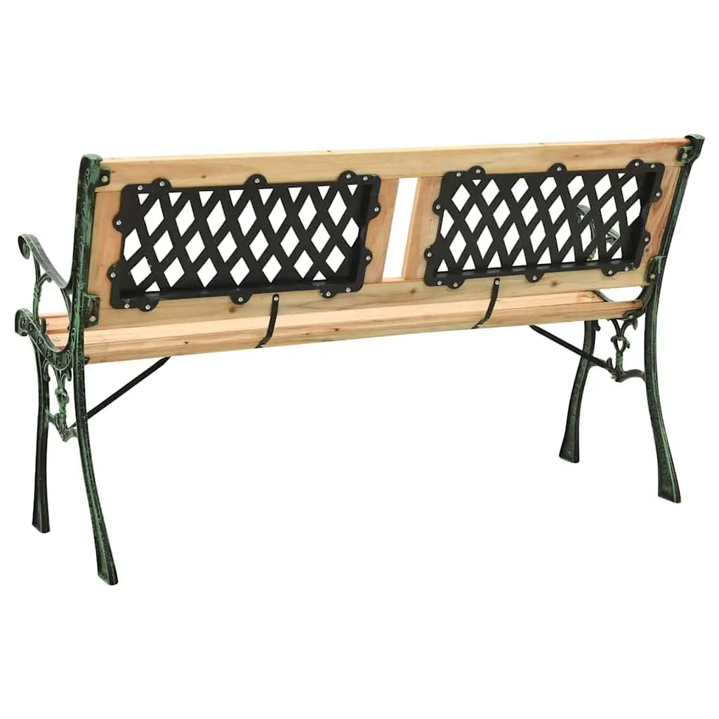 Garden Bench Outdoor Seating 122cm Green Solid Wood Cast Iron Legs