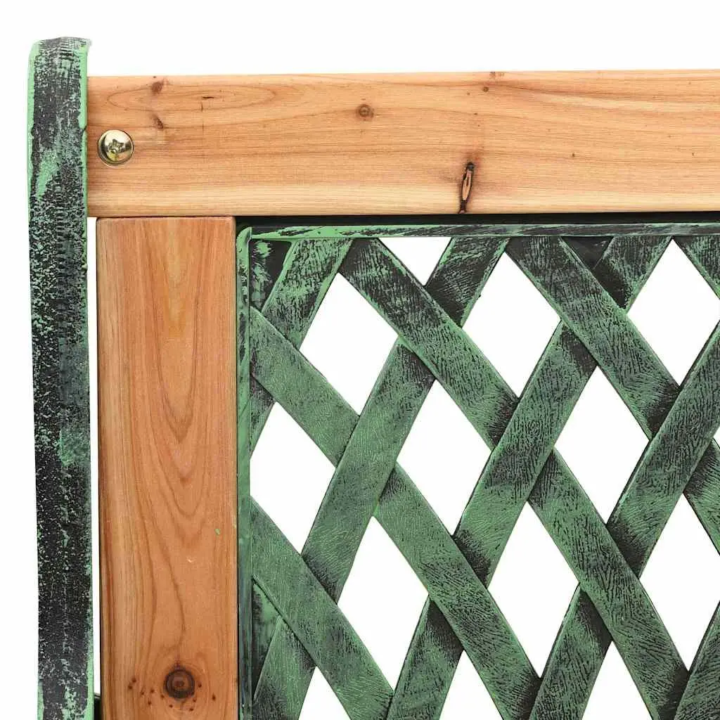 Garden Bench Outdoor Seating 122cm Green Solid Wood Cast Iron Legs
