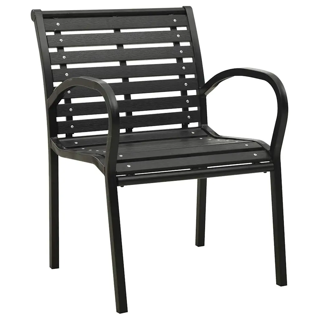 Outdoor Chairs Garden Seating Steel WPC Black Stackable