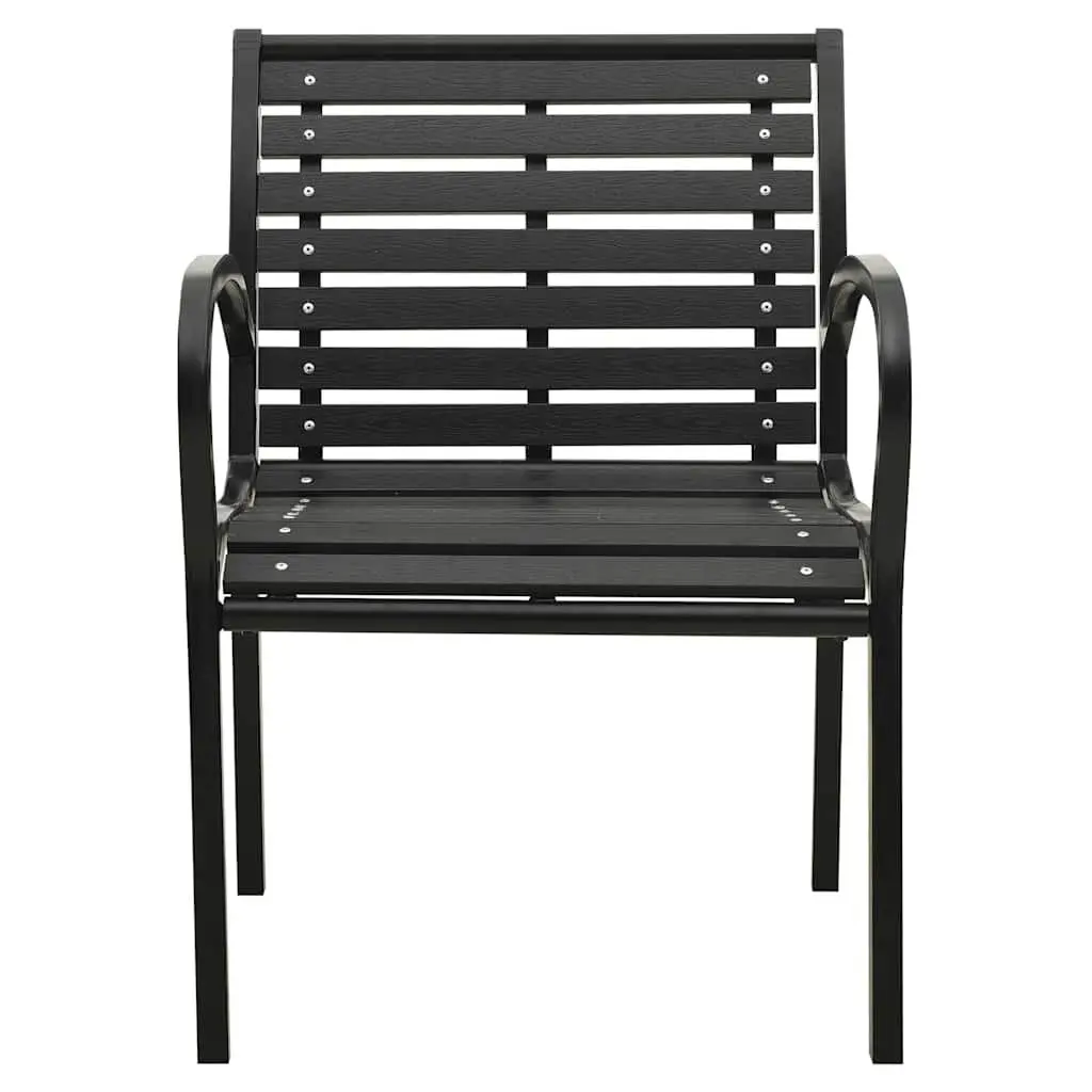 Outdoor Chairs Garden Seating Steel WPC Black Stackable