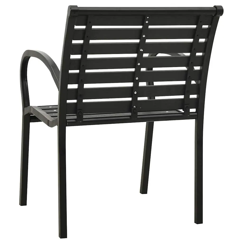 Outdoor Chairs Garden Seating Steel WPC Black Stackable