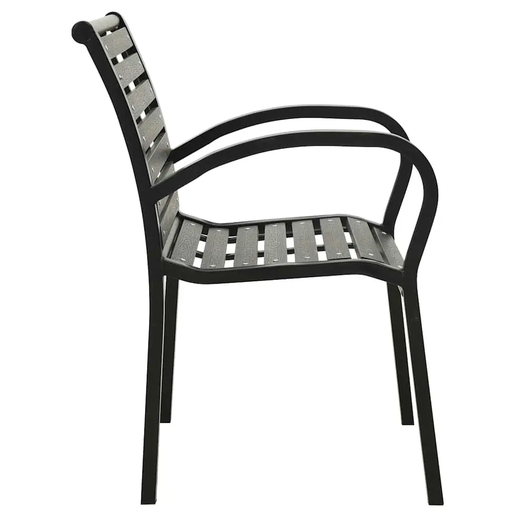 Outdoor Chairs Garden Seating Steel WPC Black Stackable