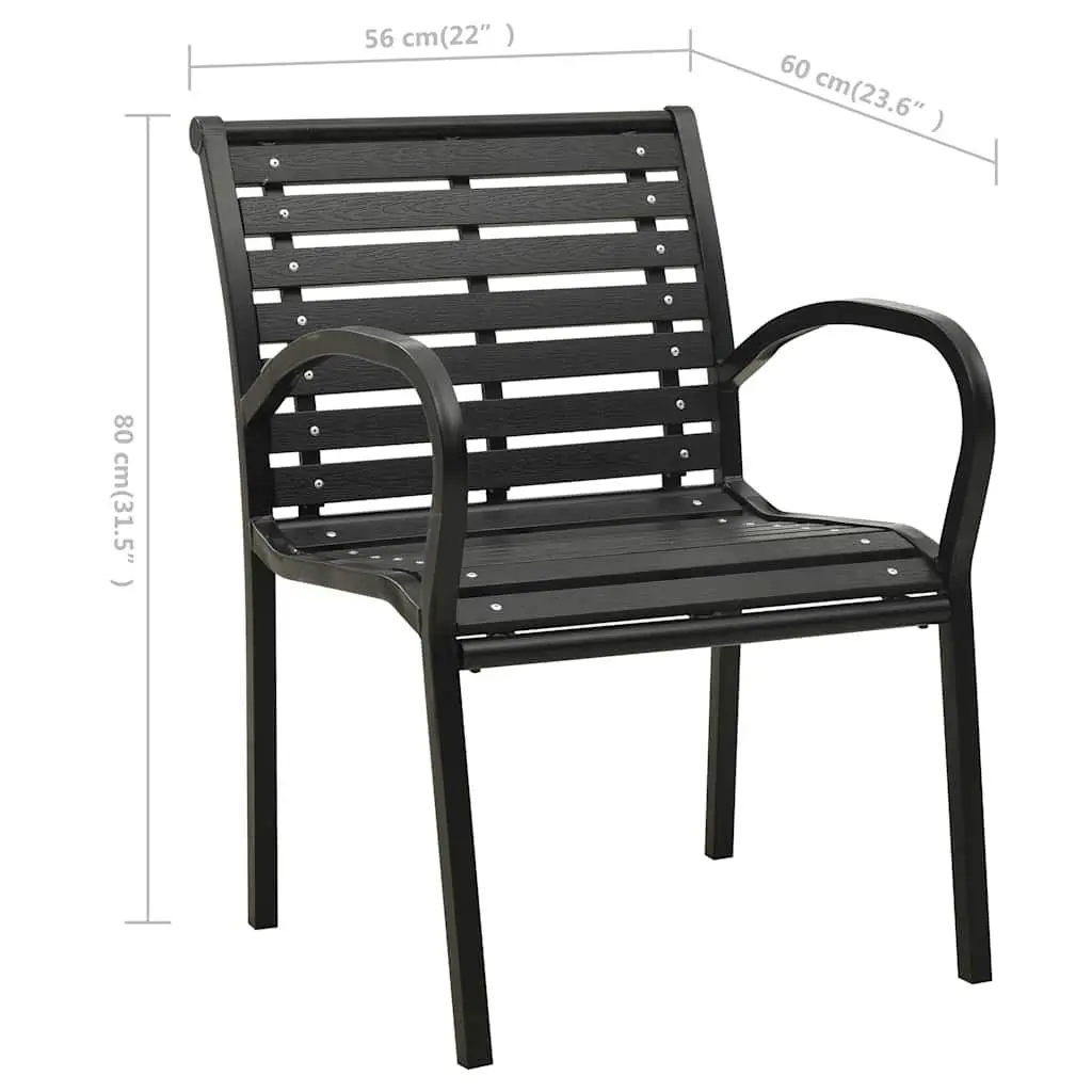 Outdoor Chairs Garden Seating Steel WPC Black Stackable