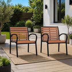 Durable Outdoor Chair Set 2 pcs - Black Steel and WPC