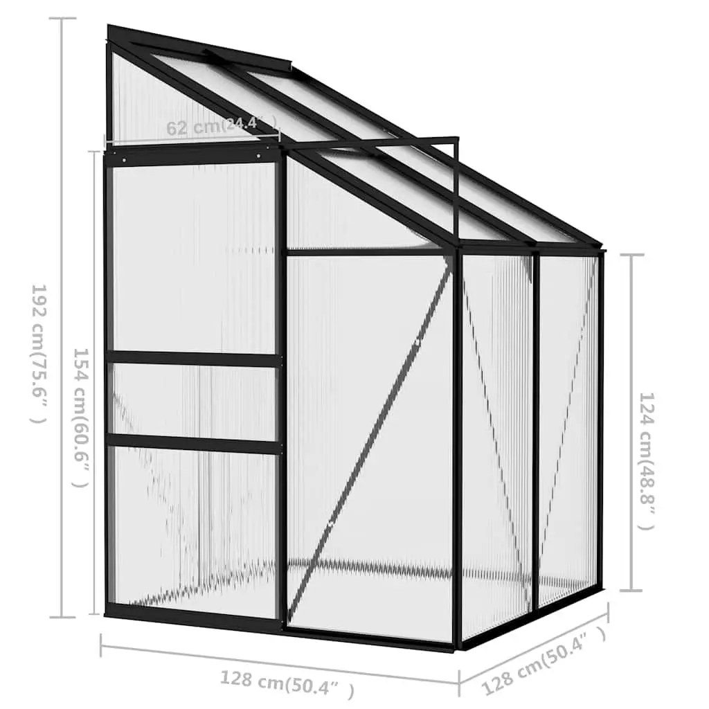 Greenhouse Plant Protection 1.64m² Anthracite Aluminium Frame PC Board