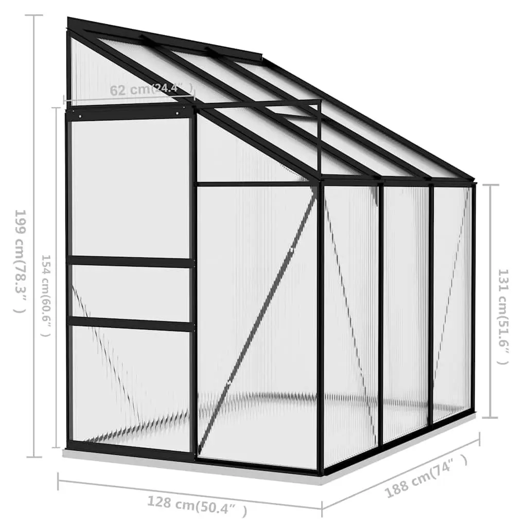 Greenhouse Anthracite Aluminium Frame PC Board 3.97m³ Garden Plant Growing