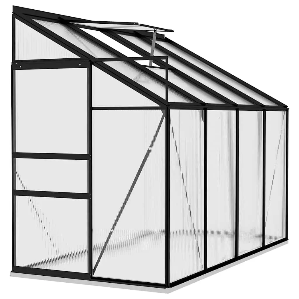 Aluminium Greenhouse Anthracite Garden Plant Shelter 5.24 m³ with PC Board Roof Vent for Optimized Airflow and Weather Protection