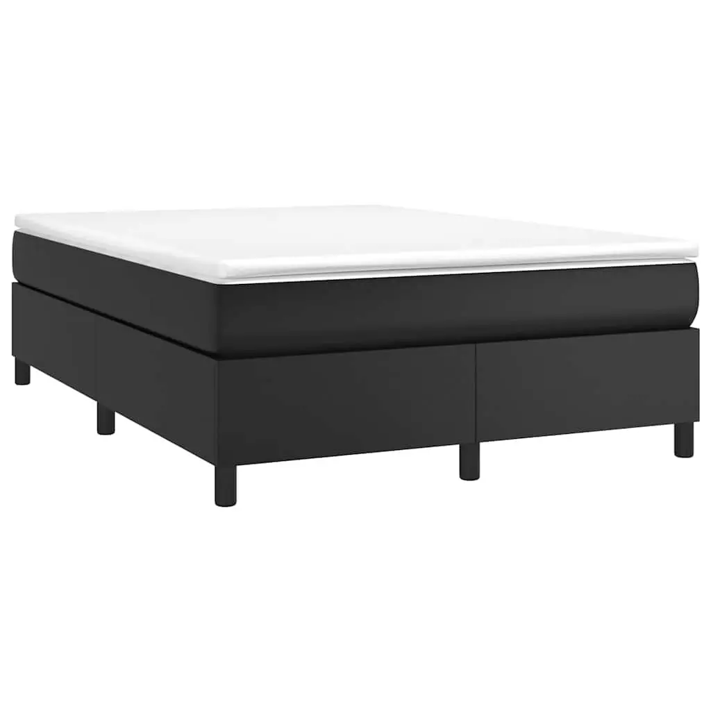 Box Spring Bed Frame Double Black Faux Leather