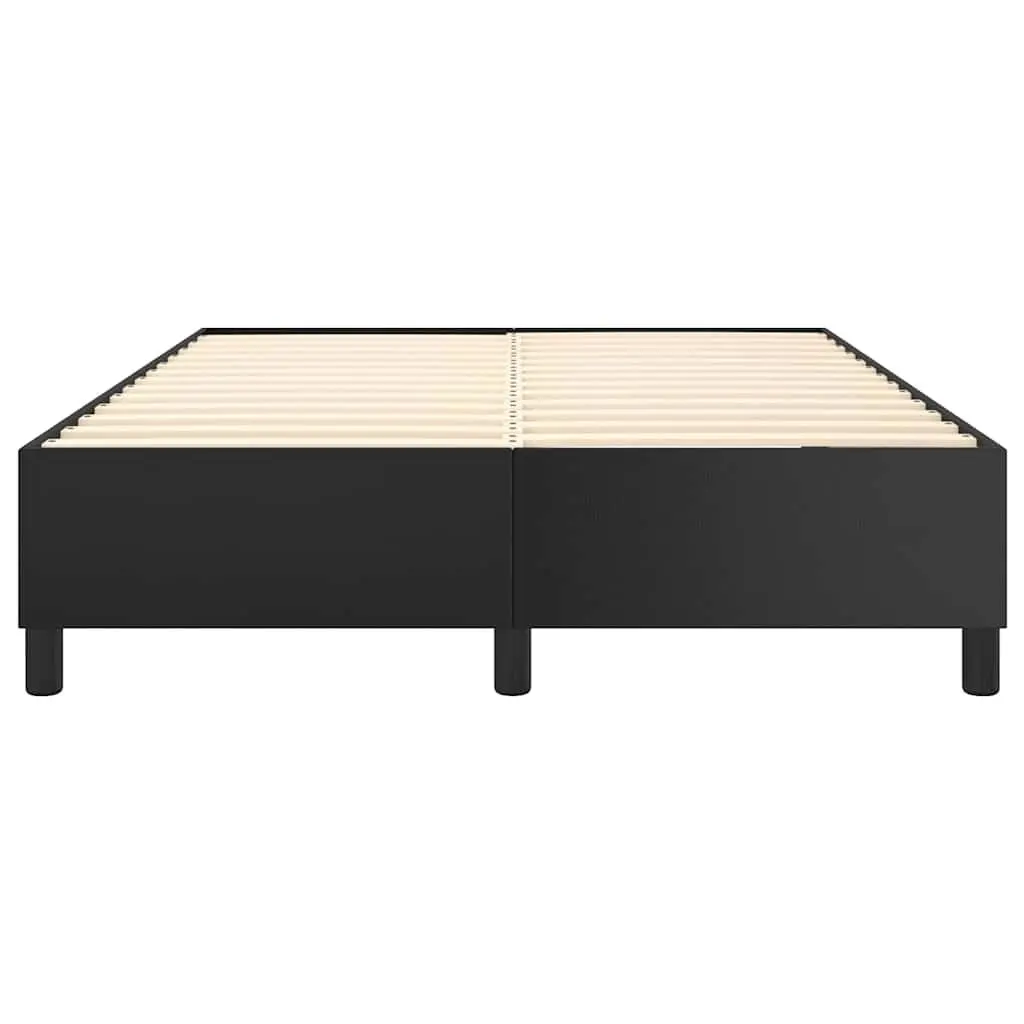 Box Spring Bed Frame Queen Black Faux Leather Platform Bedroom Furniture