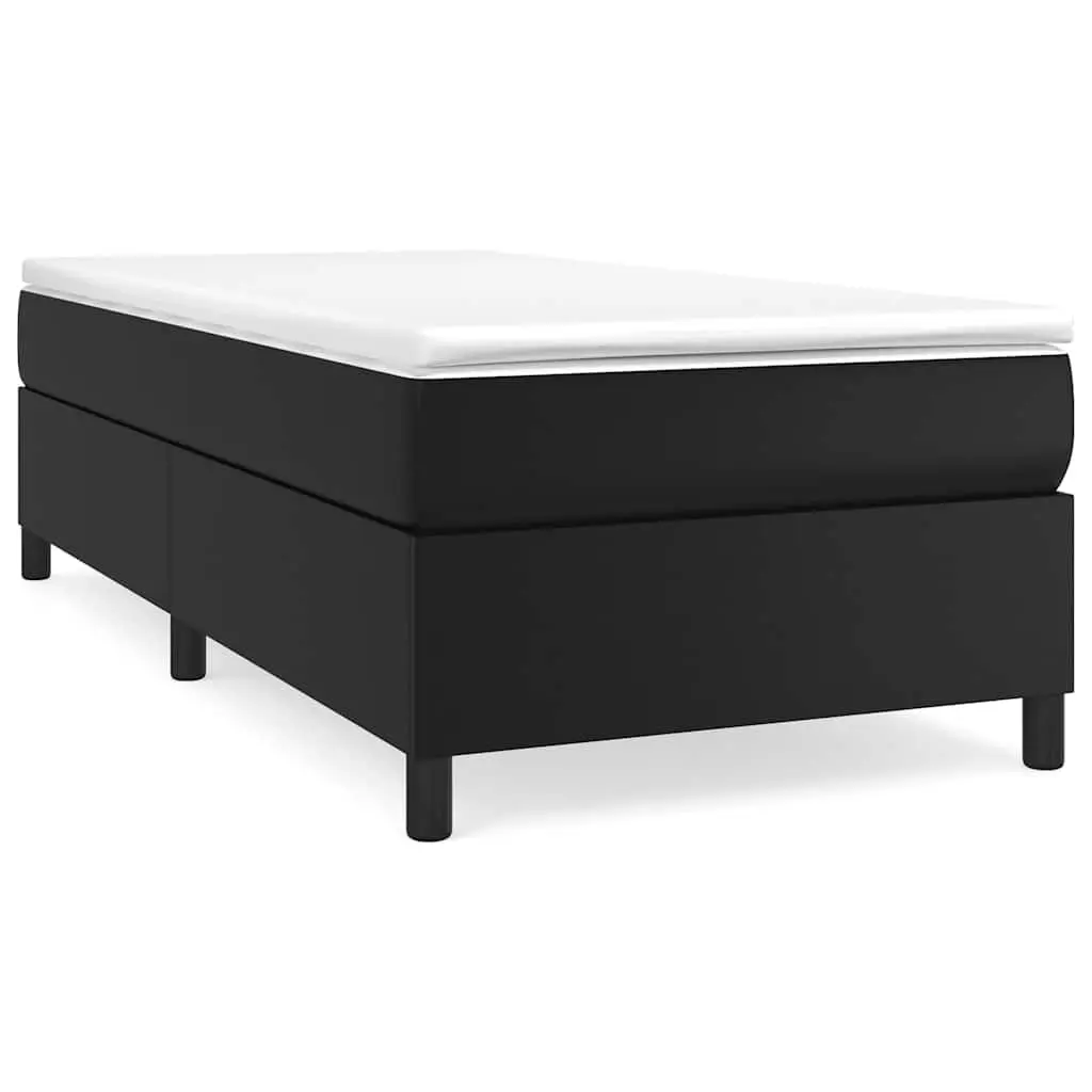 Box Spring Bed Frame King Single Black Faux Leather