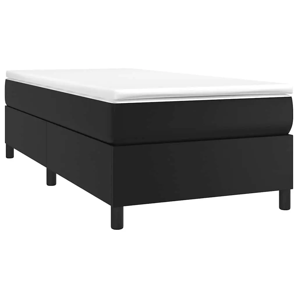 Box Spring Bed Frame King Single Black Faux Leather
