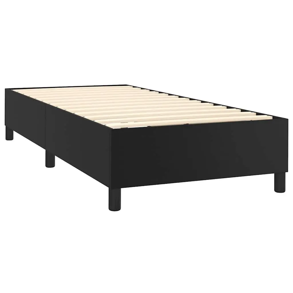 Box Spring Bed Frame King Single Black Faux Leather