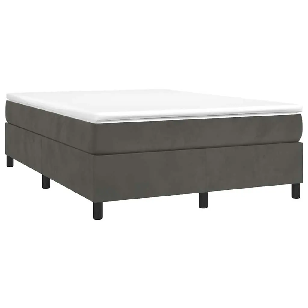 Queen Size Bed Frame Dark Grey Velvet Upholstered