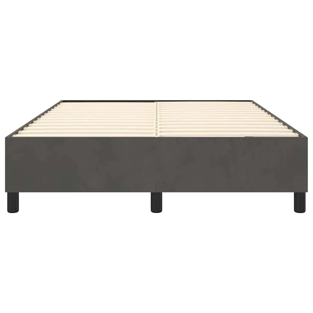 Queen Size Bed Frame Dark Grey Velvet Upholstered