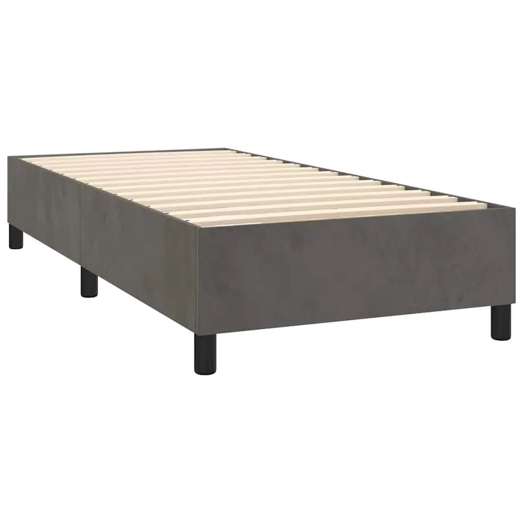 King Single Bed Frame Dark Grey Velvet Box Spring Furniture
