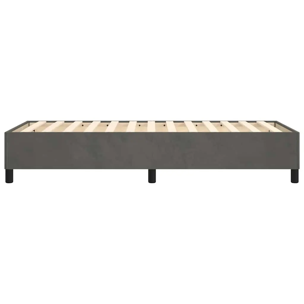King Single Bed Frame Dark Grey Velvet Box Spring Furniture