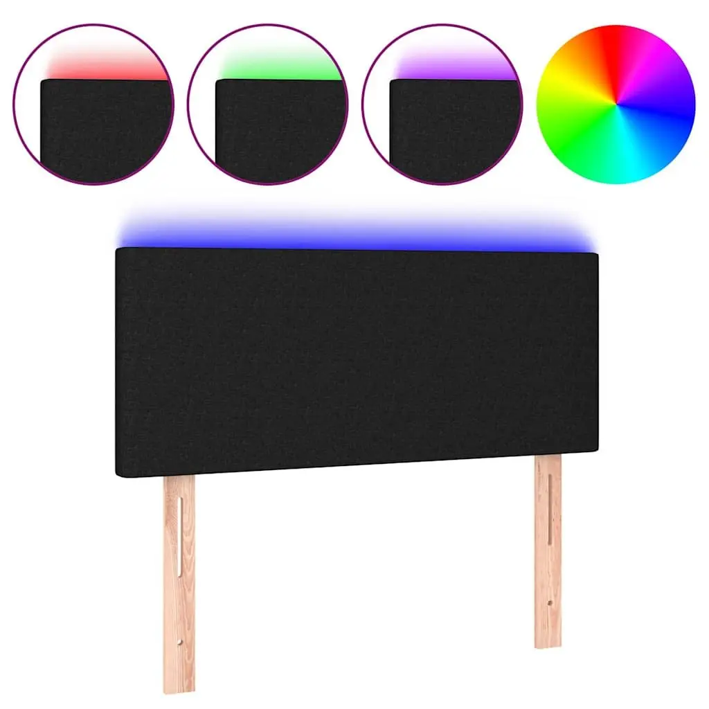 LED Headboard Adjustable Height 100cm Black Fabric Bedroom Wall Mount