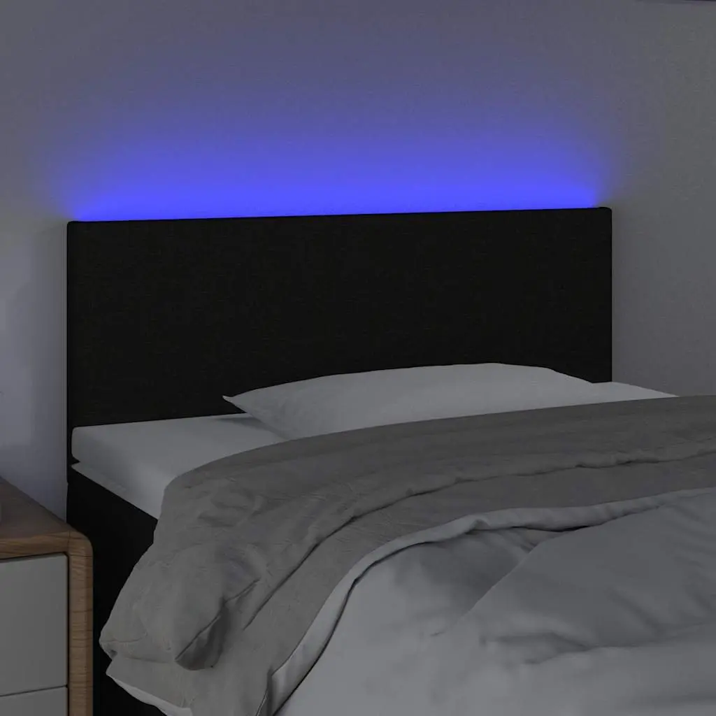 LED Headboard Adjustable Height 100cm Black Fabric Bedroom Wall Mount