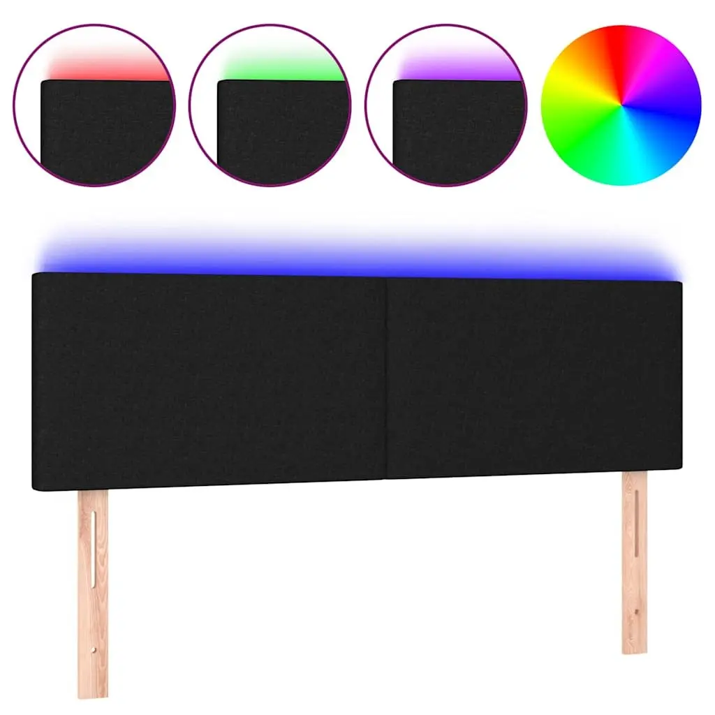 LED Headboard Adjustable Height 144cm Wide Black Fabric Bedroom Bed Backrest