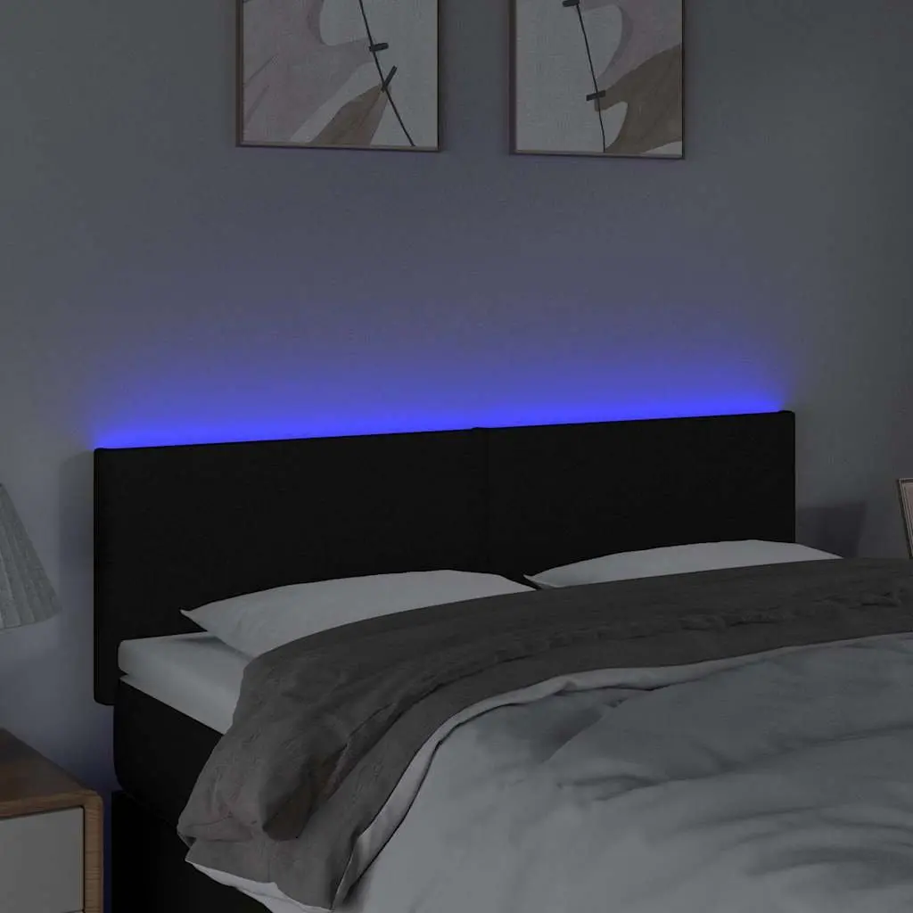 LED Headboard Adjustable Height 144cm Wide Black Fabric Bedroom Bed Backrest