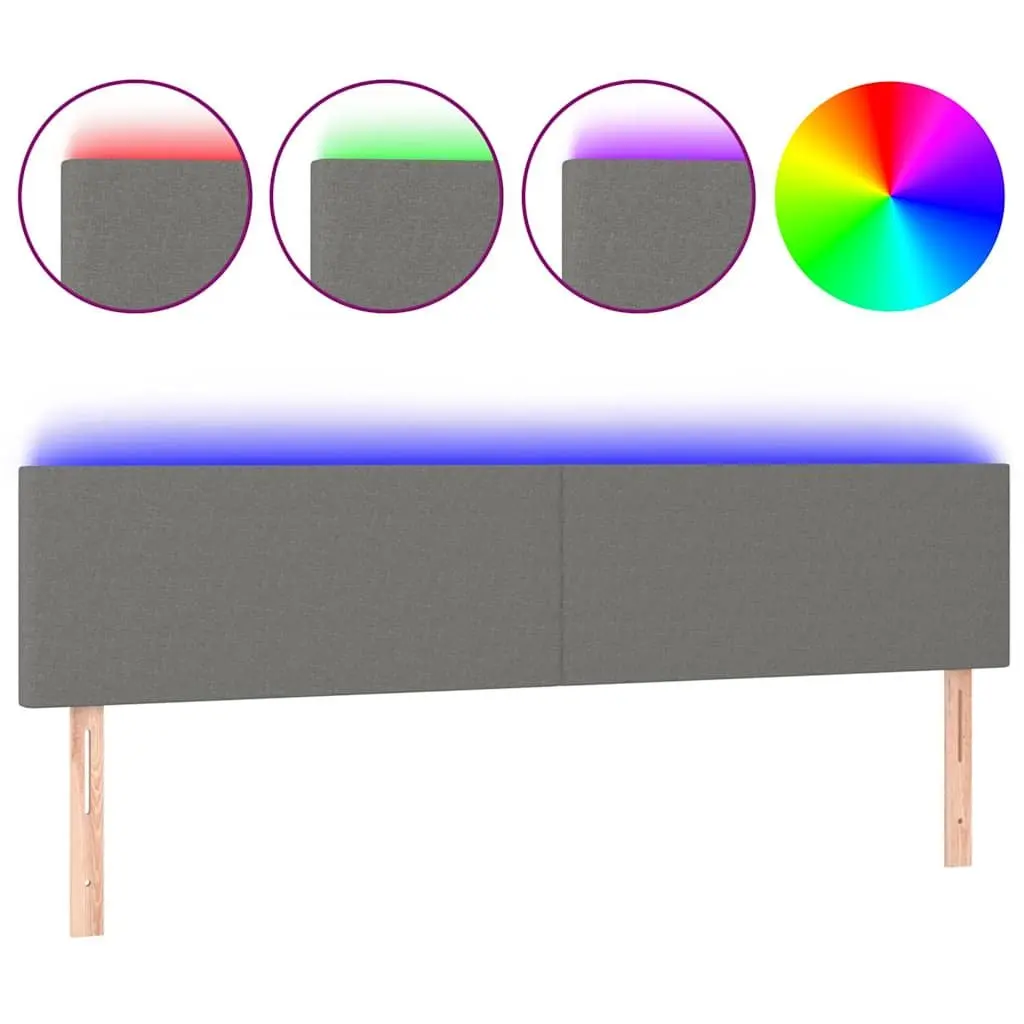 Adjustable Height Grey Fabric LED Headboard 160 cm Modern Bed Backrest for Bedroom