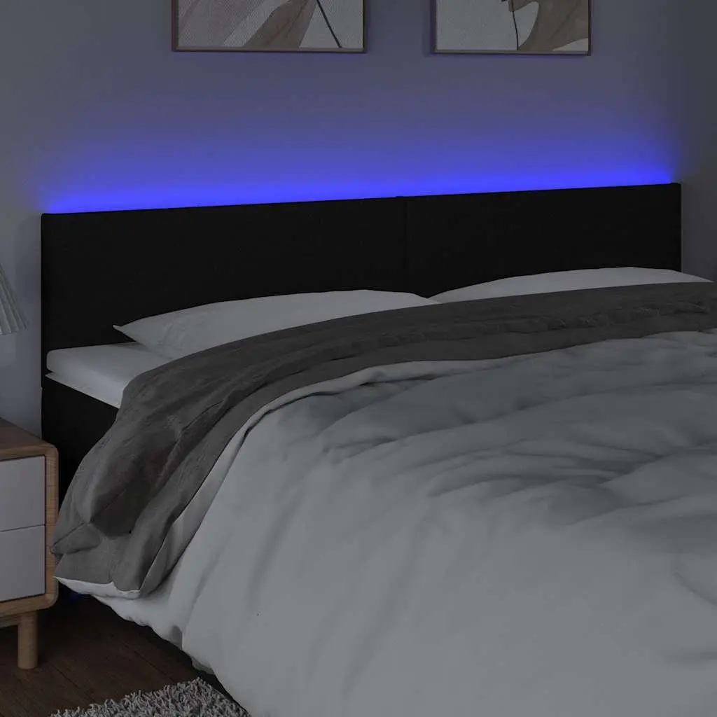 LED Headboard 160 cm Black Fabric Adjustable Height Bed Back Support Modern
