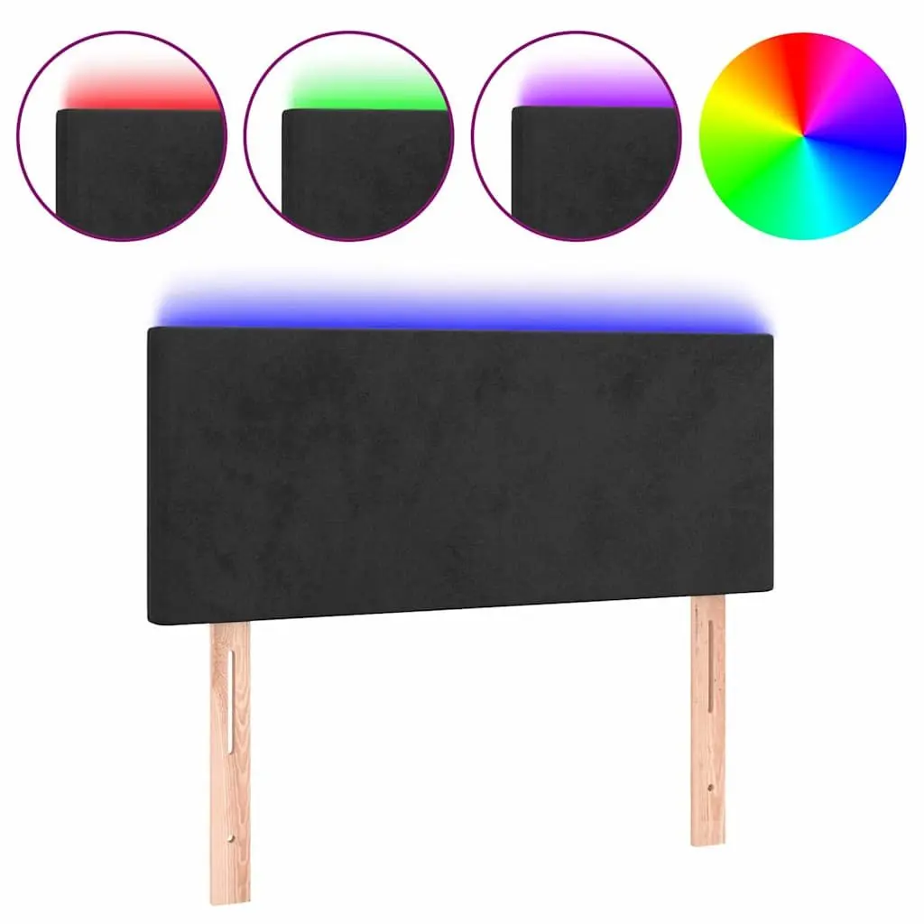 LED Headboard 100cm Black Velvet Bed Frame Modern Bedroom Backrest Support