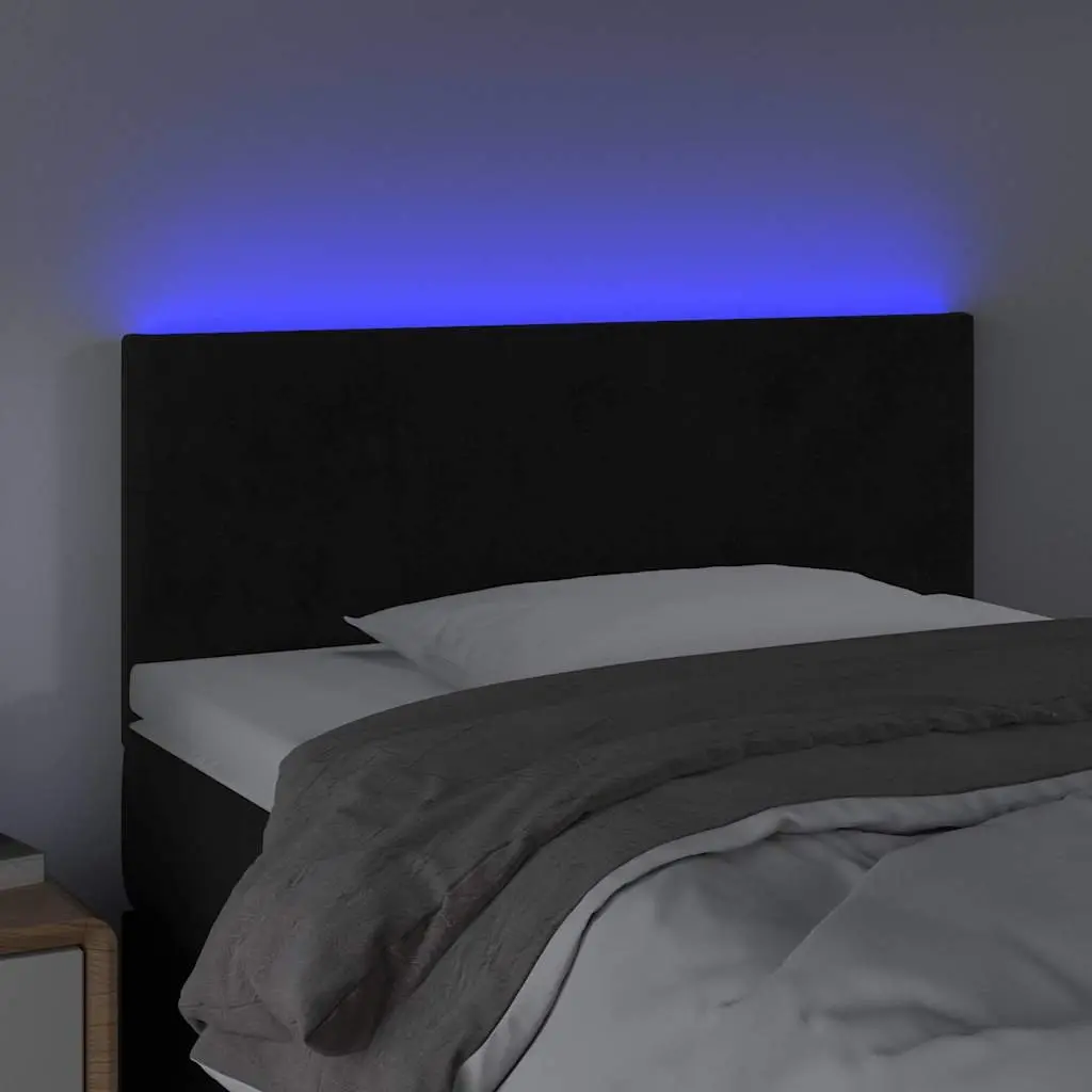 LED Headboard 100cm Black Velvet Bed Frame Modern Bedroom Backrest Support