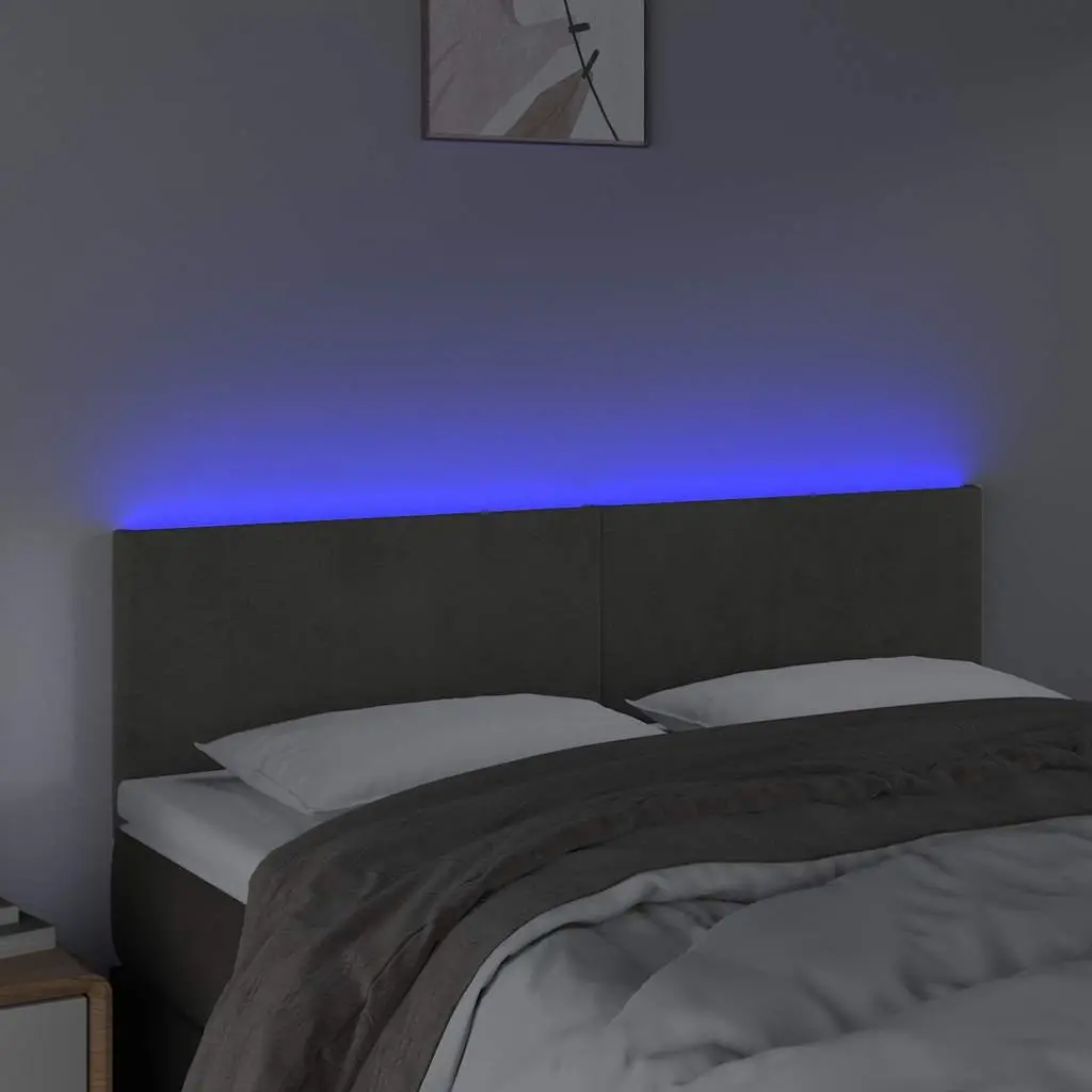 Grey Velvet LED Headboard with Support