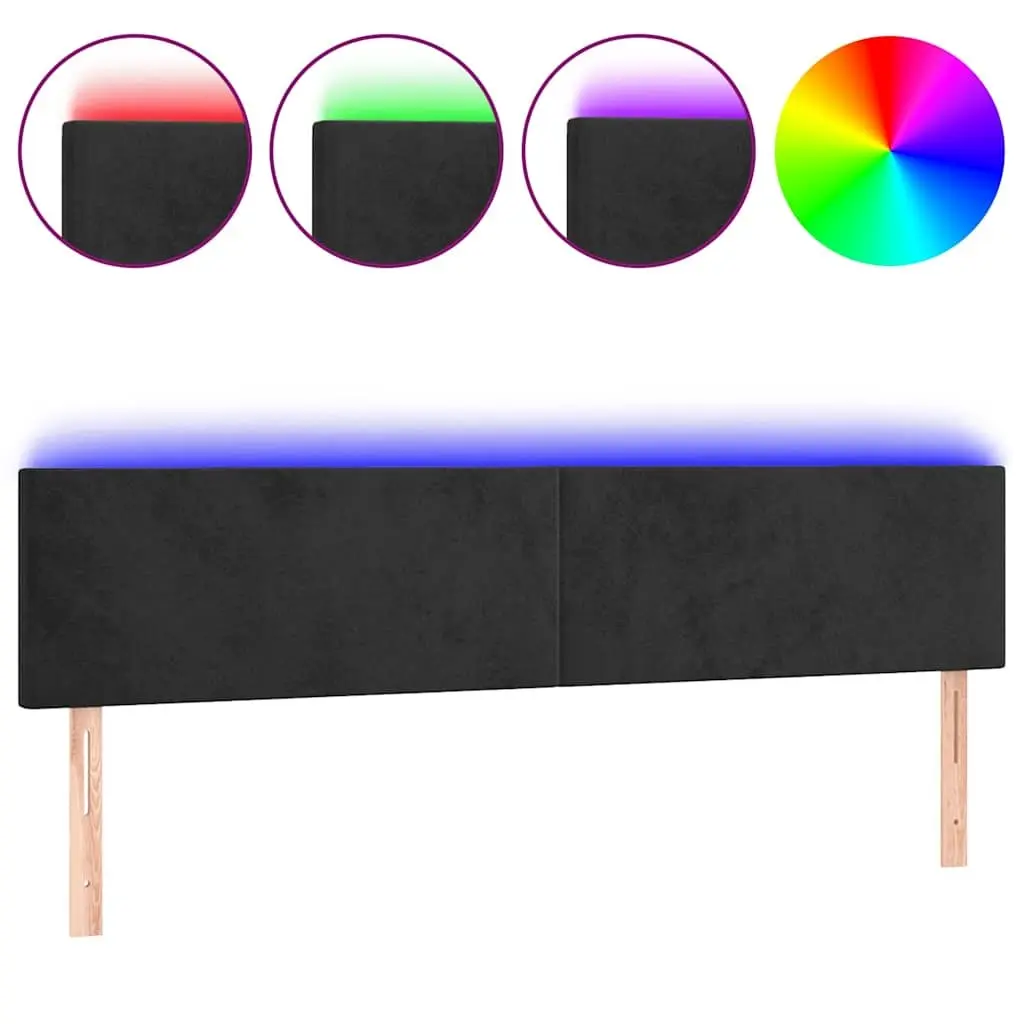 LED Headboard Modern Bedroom 160 cm Black Velvet Upholstered Wall Mount