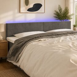 Comfortable and Stylish LED Headboard 200 cm in Grey Velvet