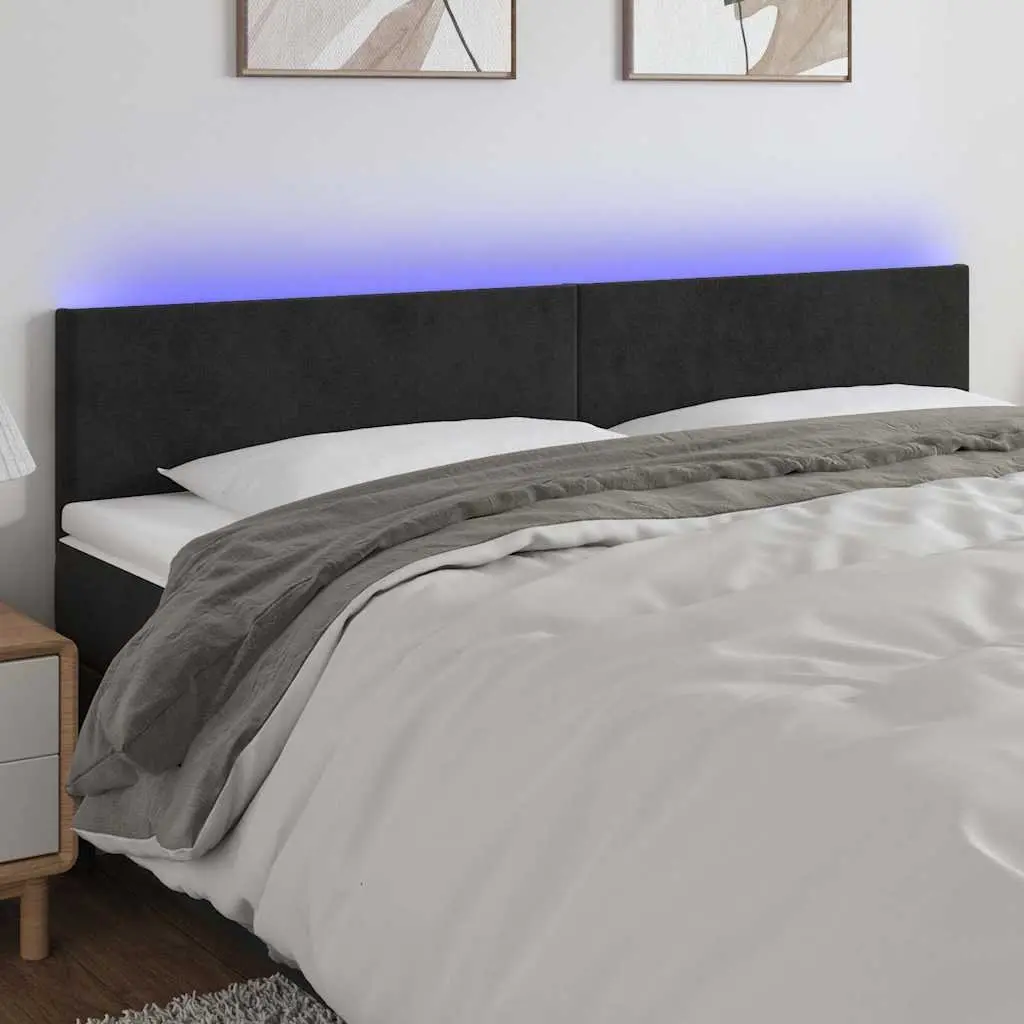 LED Headboard Adjustable Height 200 cm Black Velvet Bedroom Accent