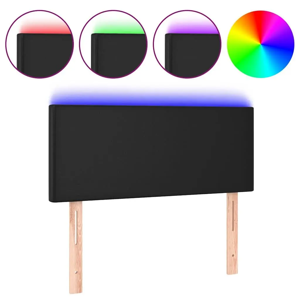 LED Headboard Adjustable Height 100cm Black Faux Leather Bedroom