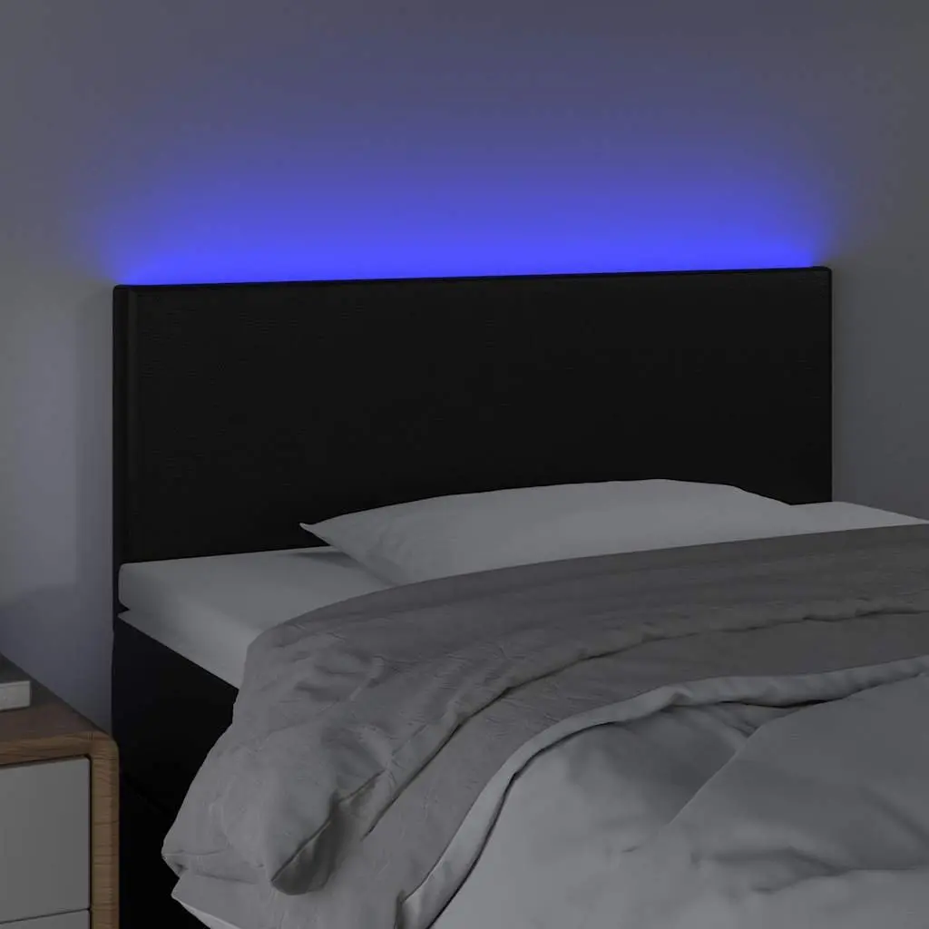 LED Headboard Adjustable Height 100cm Black Faux Leather Bedroom