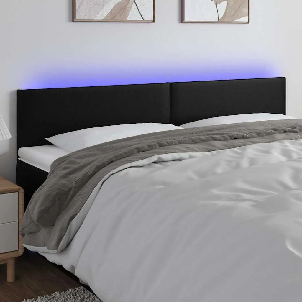 LED Headboard Adjustable Height 200cm Black Faux Leather Backrest Modern Bedroom Furniture