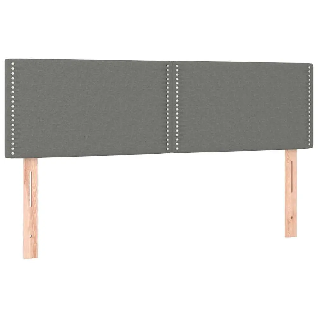 Fabric Bed Headboard with Colourful LED Lighting Adjustable Height 144 cm Dark Grey