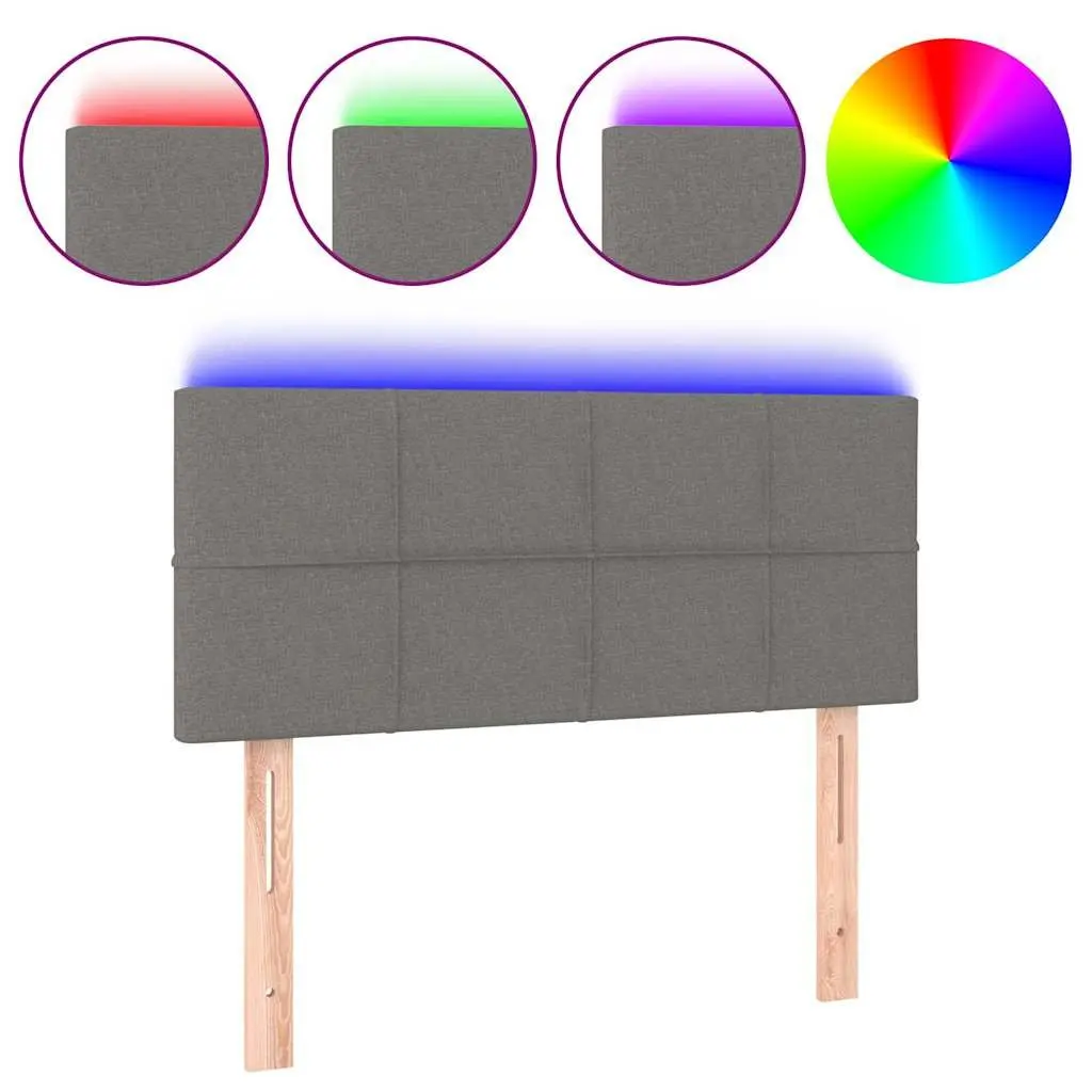 LED Headboard Grey Fabric 100cm Adjustable Height Bedroom Wall Mount