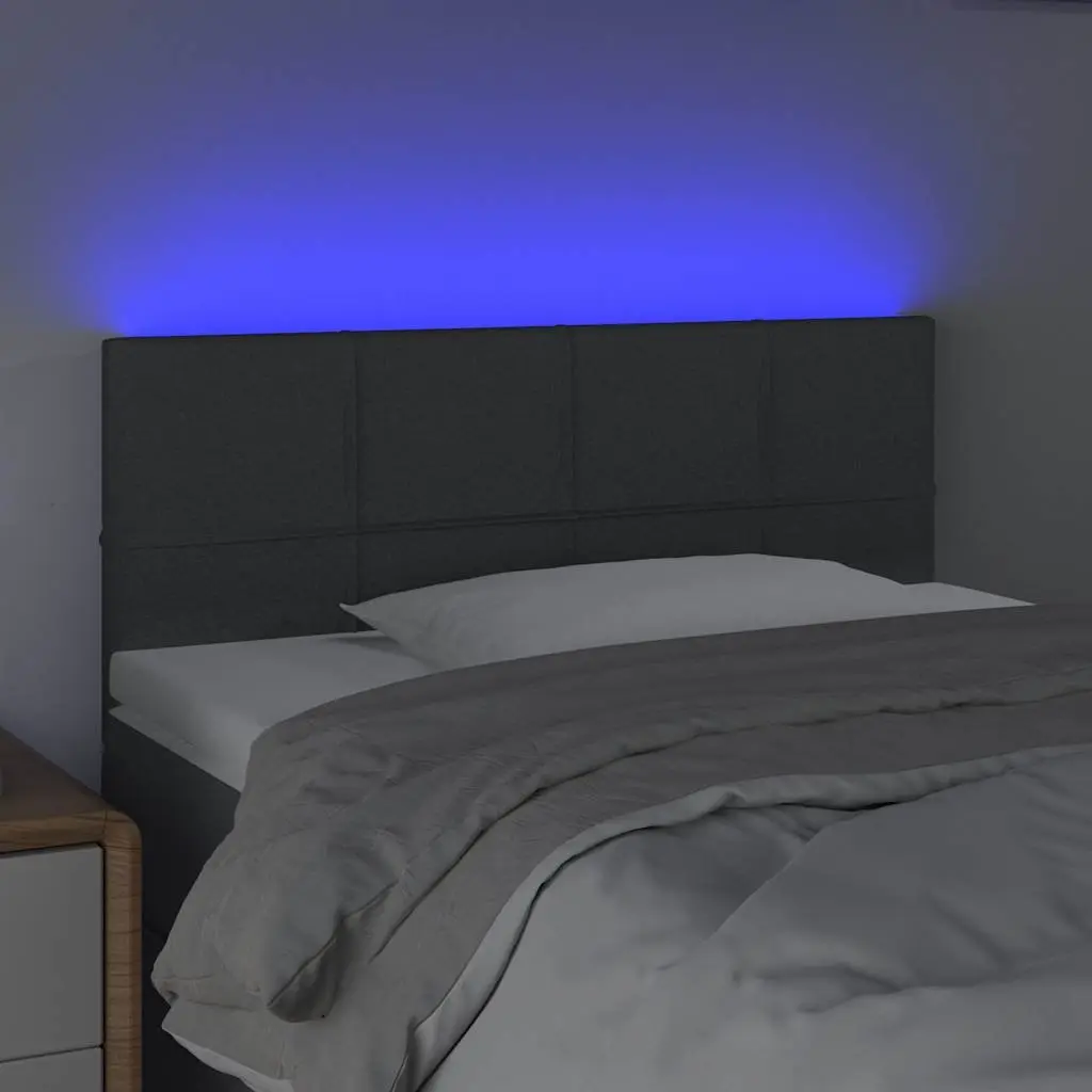 LED Headboard Grey Fabric 100cm Adjustable Height Bedroom Wall Mount